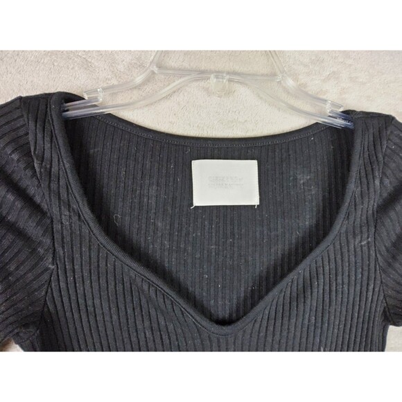 Citizens Of Humanity Women's Elbow Sleeve Ribbed Top Black XS - Picture 2 of 4